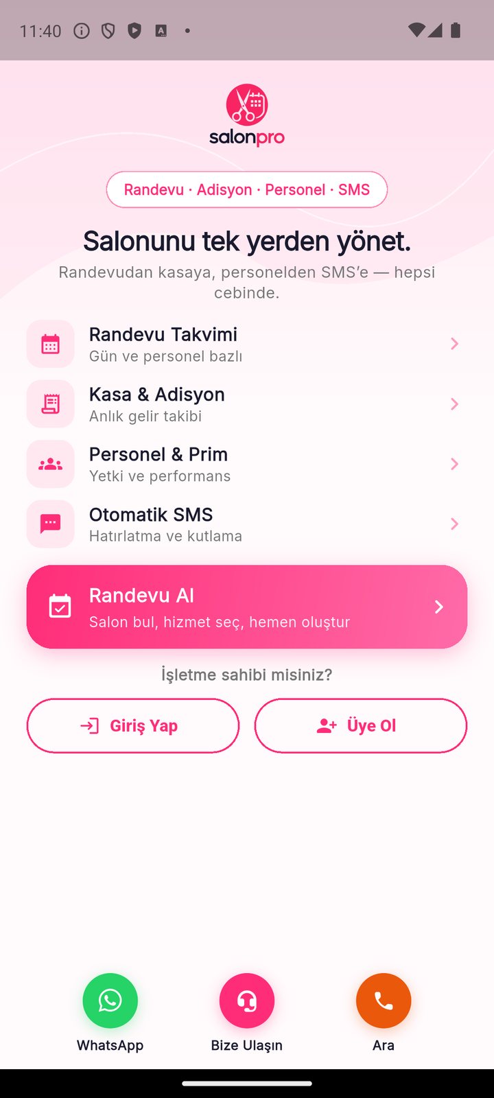SalonPro iOS uygulaması